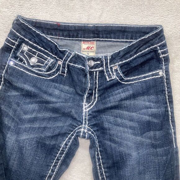 Miss‎  chic women's jeans size 5 style Straight  Denim  Bling Blue - Picture 9 of 9